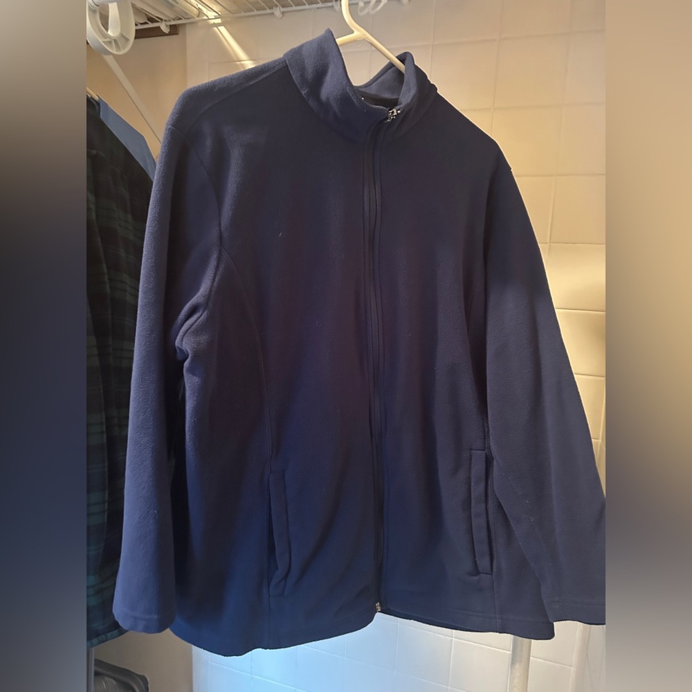 Lands' End Women's 1X Navy Fleece Zip-Up Jacket